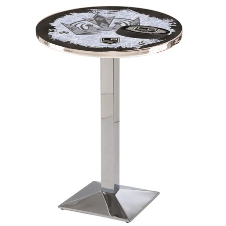 Holland Bar Stool Co 36" Chrome Los Angeles Kings Pub Table, 36" dia. Top L217C3636LAKing-D2